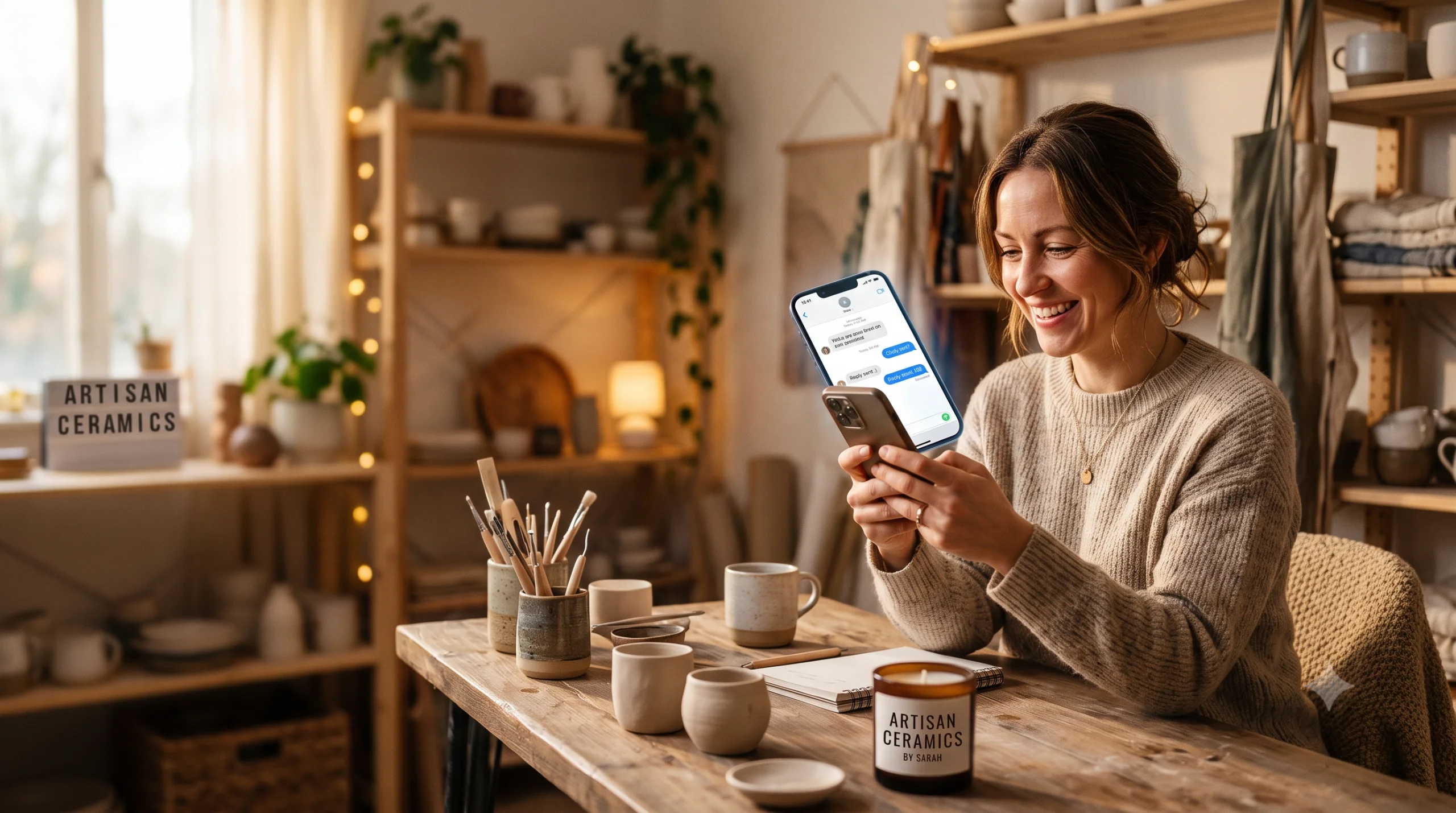 Small Business holder replying to the customer query